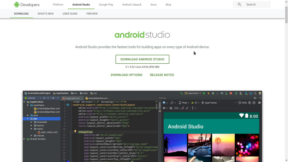 android studio ubuntu start